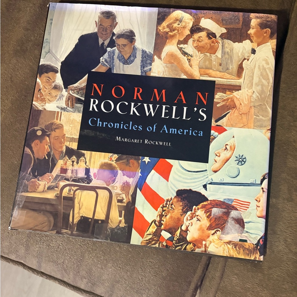Norman Rockwell Book Cover in Red, Blue, White, Brown